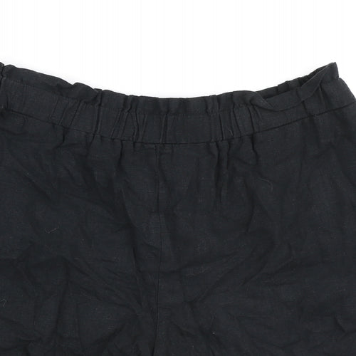 George Womens Black Linen Paperbag Shorts Size 12 L3 in Regular - Stretch waistband