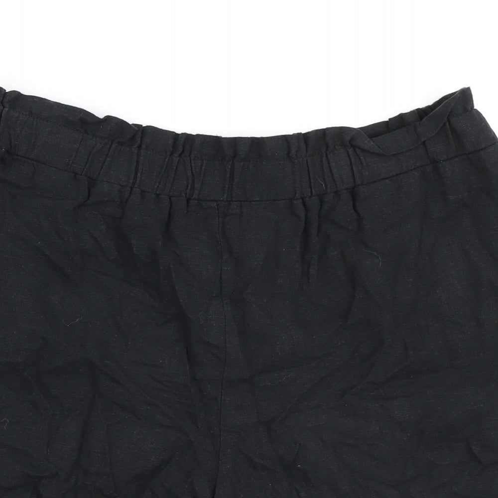 George Womens Black Linen Paperbag Shorts Size 12 L3 in Regular - Stretch waistband
