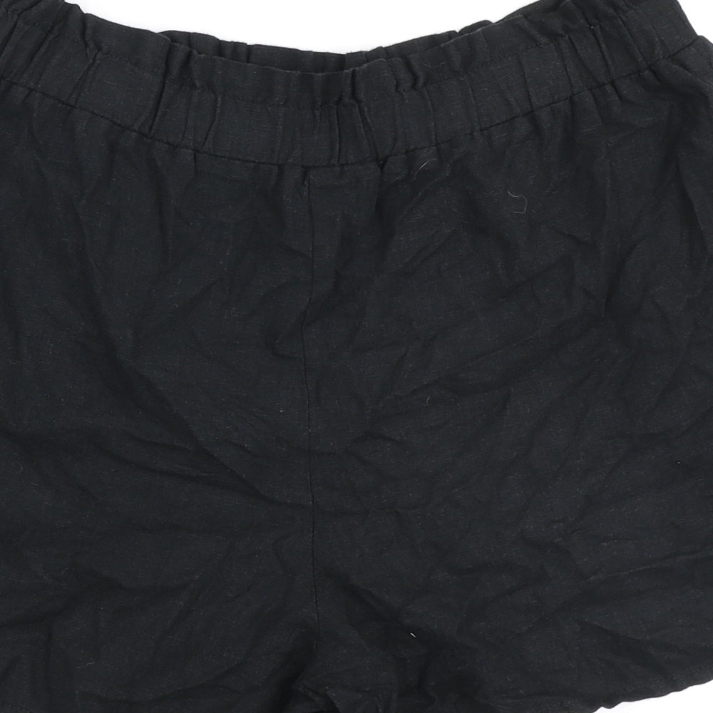 George Womens Black Linen Paperbag Shorts Size 12 L3 in Regular - Stretch waistband