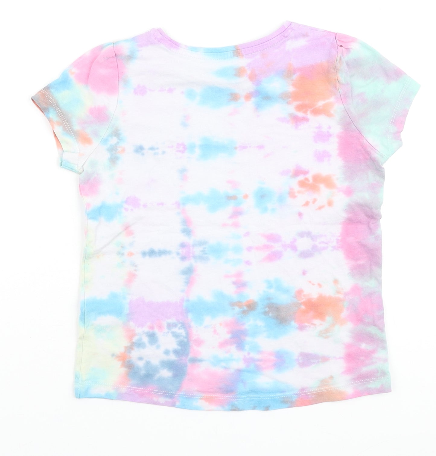 TU Girls Multicoloured Geometric Cotton Basic Polo Size 8 Years Round Neck - Tie dye