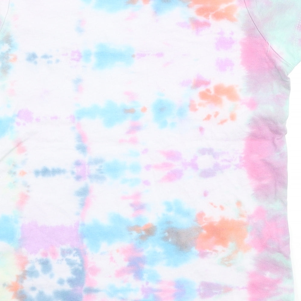 TU Girls Multicoloured Geometric Cotton Basic Polo Size 8 Years Round Neck - Tie dye