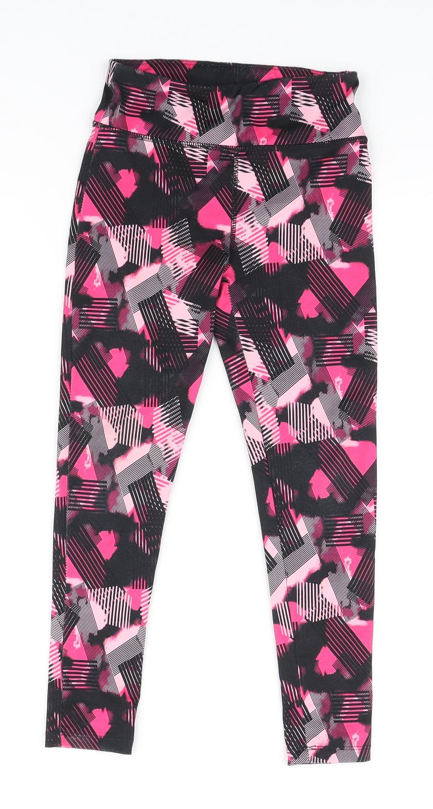 Dunnes Stores Girls Pink Geometric Polyester Jegging Trousers Size 7-8 Years Regular - leggings