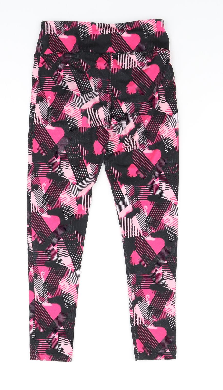 Dunnes Stores Girls Pink Geometric Polyester Jegging Trousers Size 7-8 Years Regular - leggings