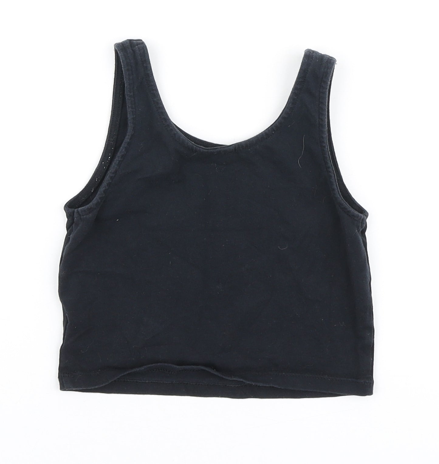 George Girls Black Cotton Basic Tank Size 7-8 Years Round Neck Pullover - #disneycrew