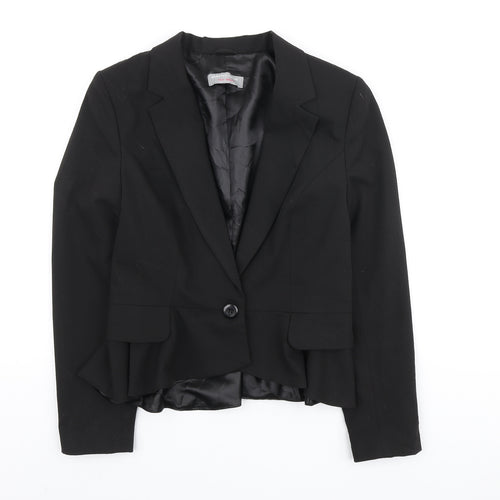 Dorothy Perkins Womens Black Polyester Jacket Blazer Size 10 - Frill Detail