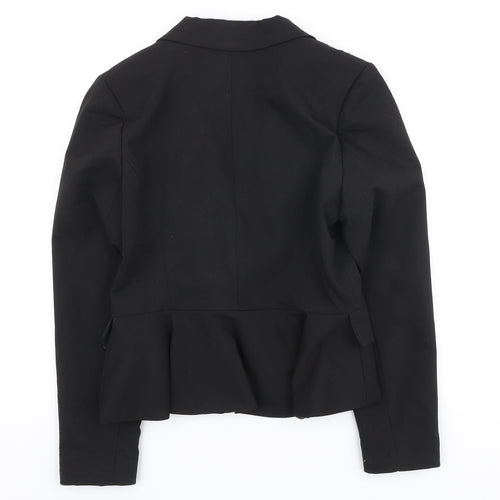Dorothy Perkins Womens Black Polyester Jacket Blazer Size 10 - Frill Detail