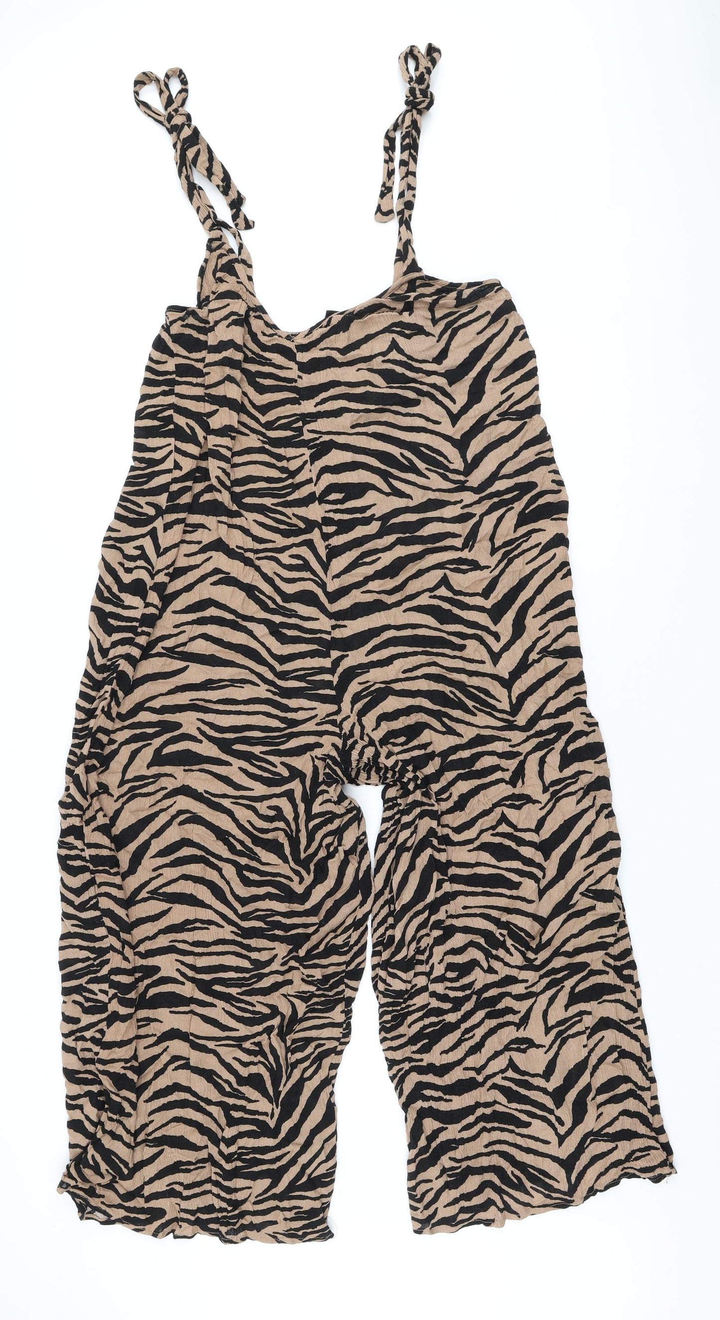 New Look Womens Brown Animal Print Viscose Jumpsuit One-Piece Size 10 L21 in Pullover - zebra print