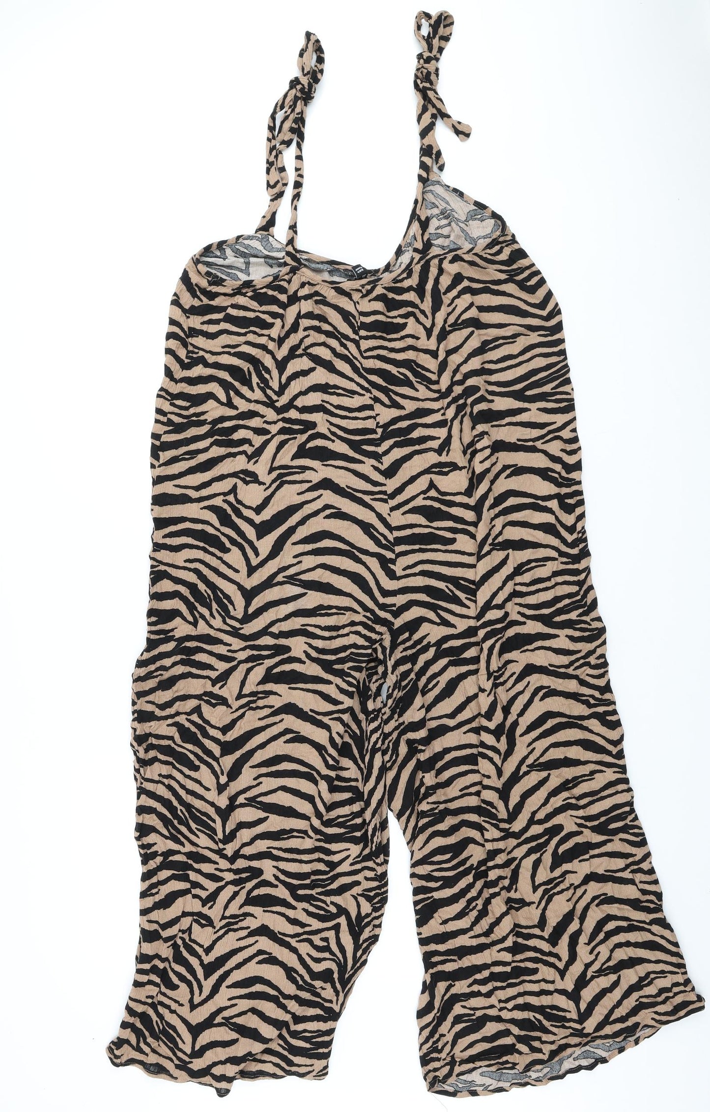 New Look Womens Brown Animal Print Viscose Jumpsuit One-Piece Size 10 L21 in Pullover - zebra print