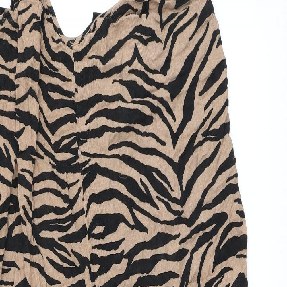 New Look Womens Brown Animal Print Viscose Jumpsuit One-Piece Size 10 L21 in Pullover - zebra print