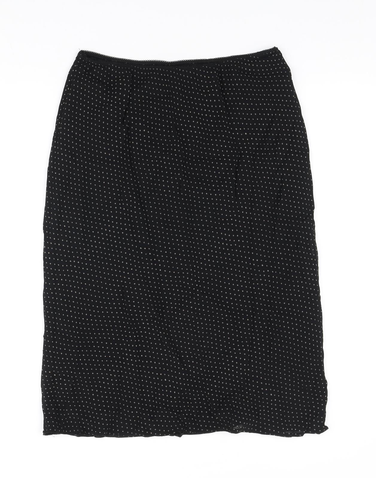 ST BENNARD Womens Black Polka Dot Viscose Swing Skirt Size 18