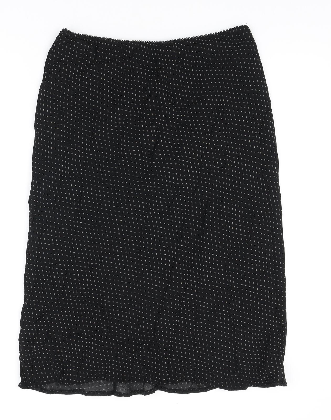 ST BENNARD Womens Black Polka Dot Viscose Swing Skirt Size 18
