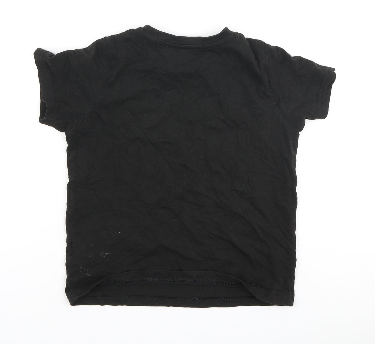 Matalan Boys Black Cotton Basic T-Shirt Size 7 Years Round Neck - Pause-Play