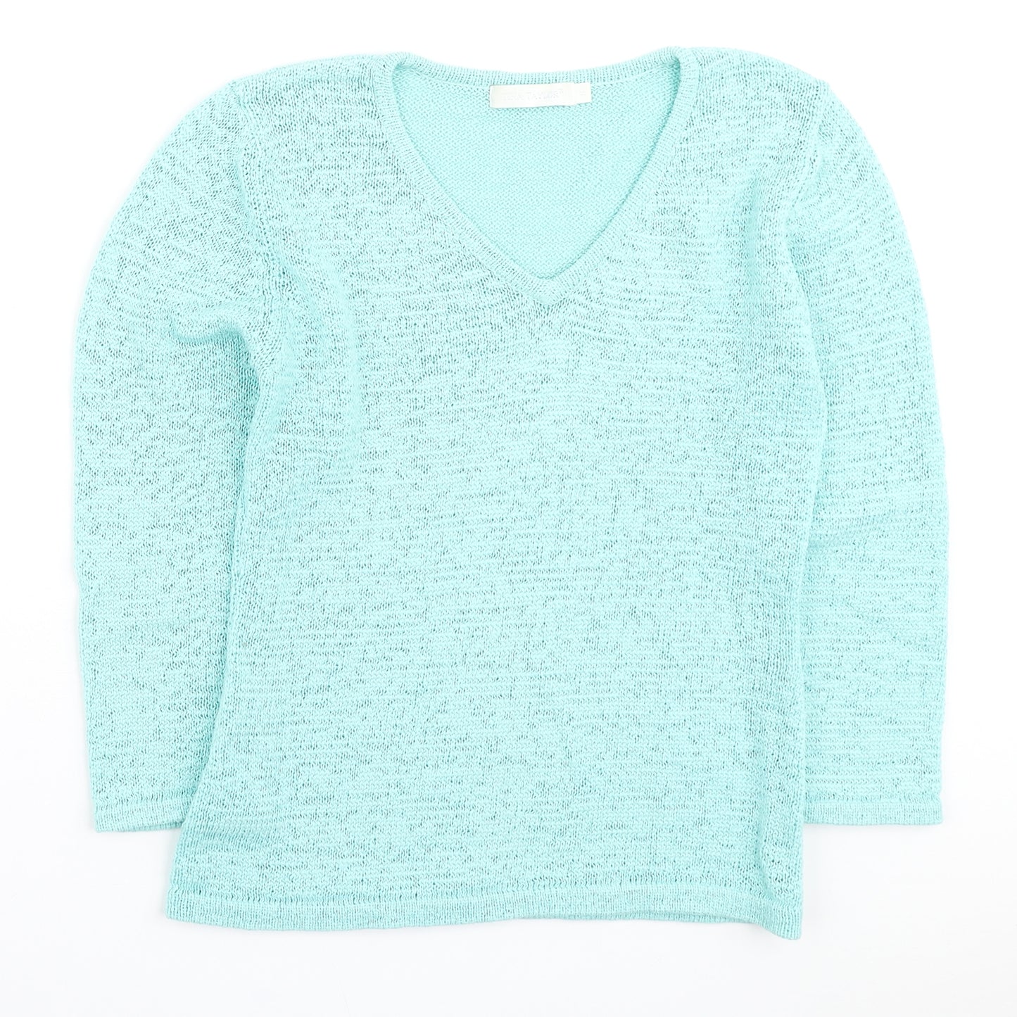 Tina Taylor Womens Blue Round Neck Cotton Pullover Jumper Size S
