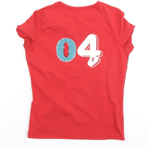 NEXT Womens Red Cotton Basic T-Shirt Size 10 Round Neck - Wales