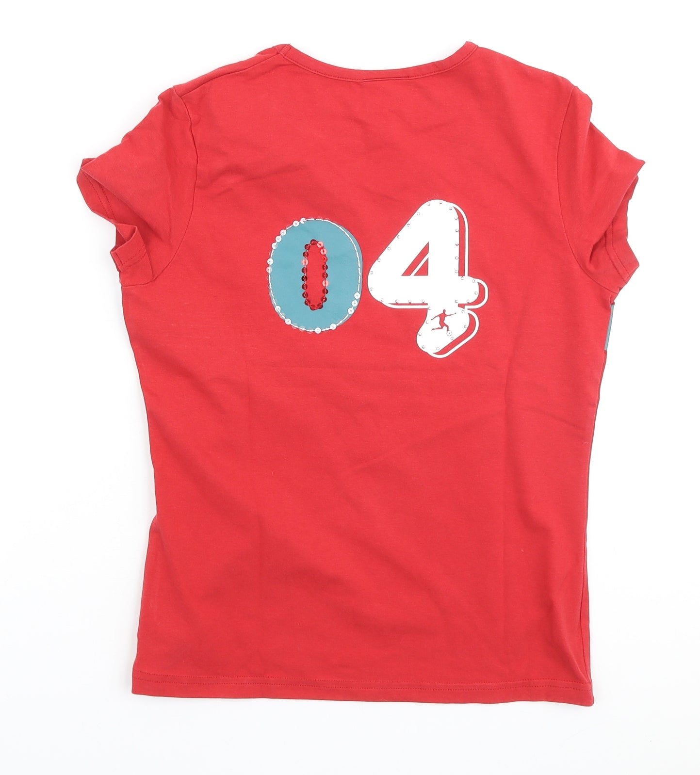 NEXT Womens Red Cotton Basic T-Shirt Size 10 Round Neck - Wales