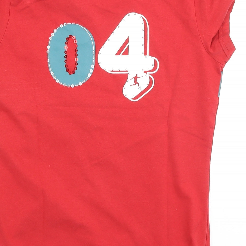 NEXT Womens Red Cotton Basic T-Shirt Size 10 Round Neck - Wales