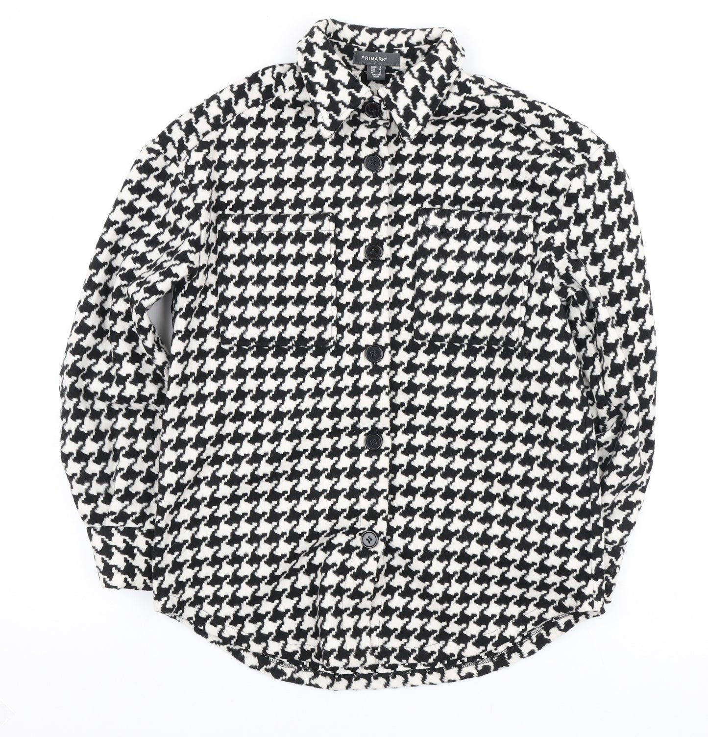 Primark Womens Black Geometric Jacket Size 6 Button