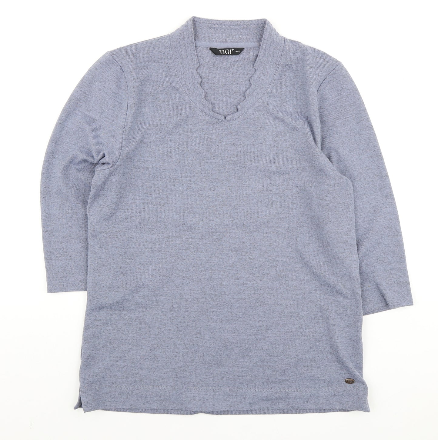 TIGI Womens Blue V-Neck Polyester Pullover Jumper Size 10