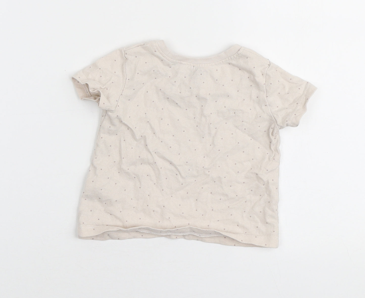 NEXT Girls Ivory Polka Dot Cotton Basic Polo Size 3-6 Months Round Neck - Dancing