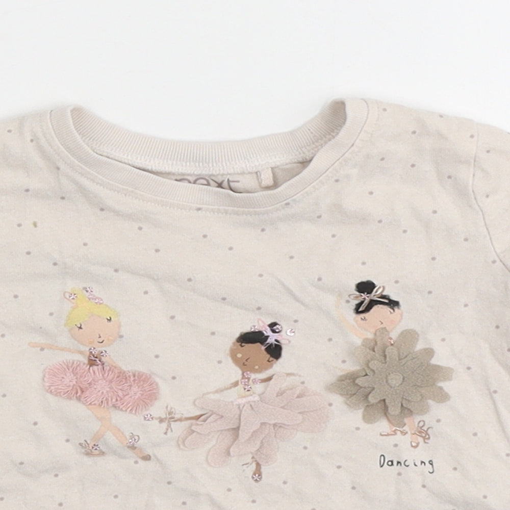 NEXT Girls Ivory Polka Dot Cotton Basic Polo Size 3-6 Months Round Neck - Dancing