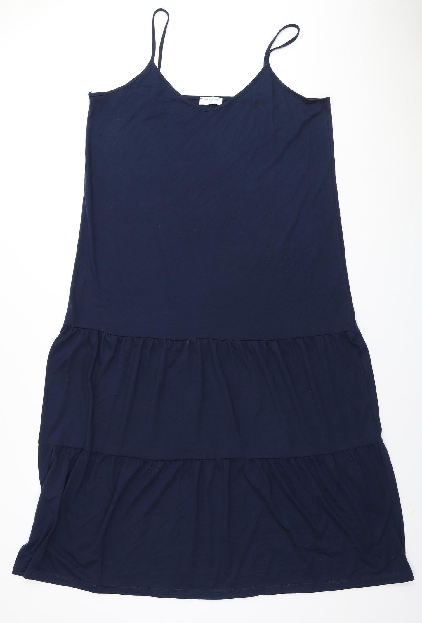 Papaya Womens Blue Polyester Fit & Flare Size 16 V-Neck