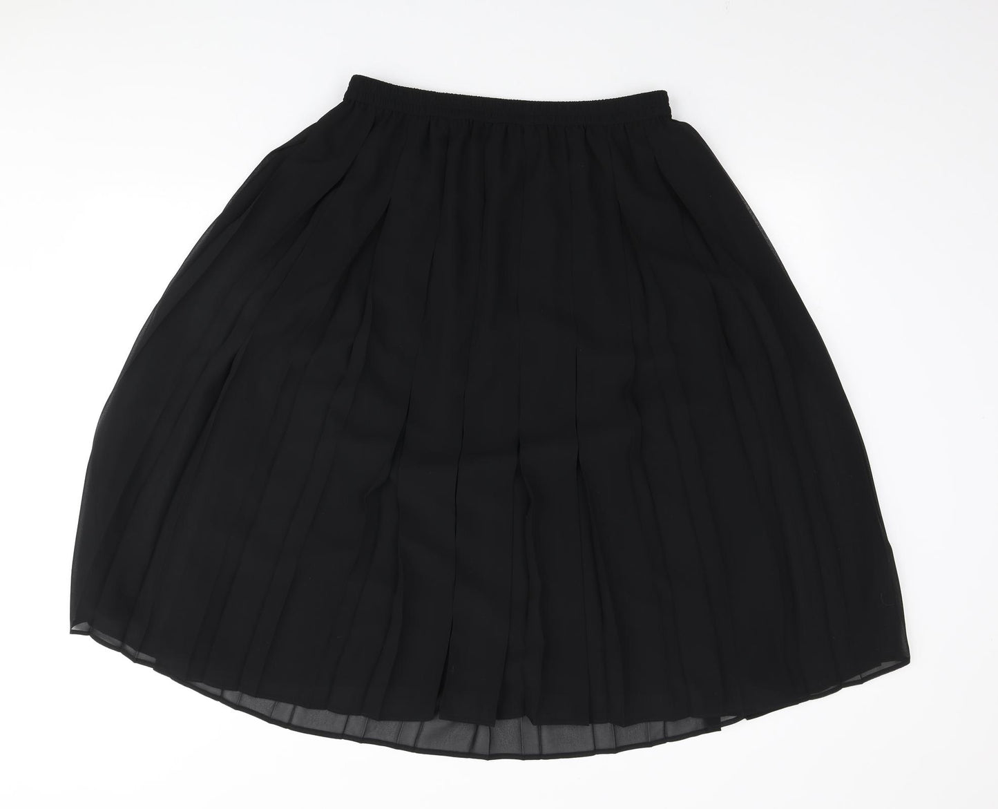 Marks and Spencer Womens Black Polyester Pleated Skirt Size 16 - Elasticated waist