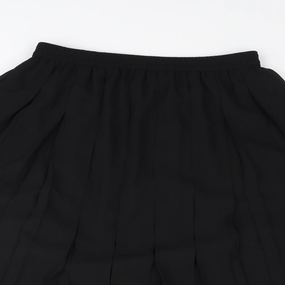 Marks and Spencer Womens Black Polyester Pleated Skirt Size 16 - Elasticated waist