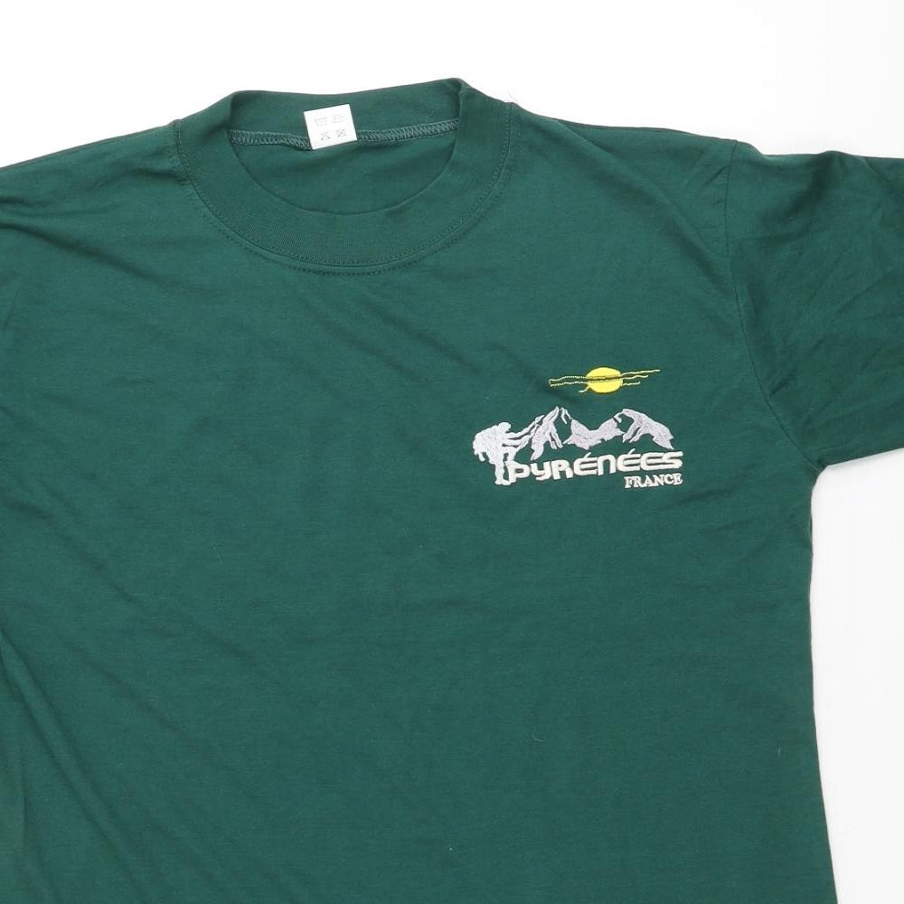 Preworn Mens Green Cotton T-Shirt Size M Round Neck - Pyrenees France