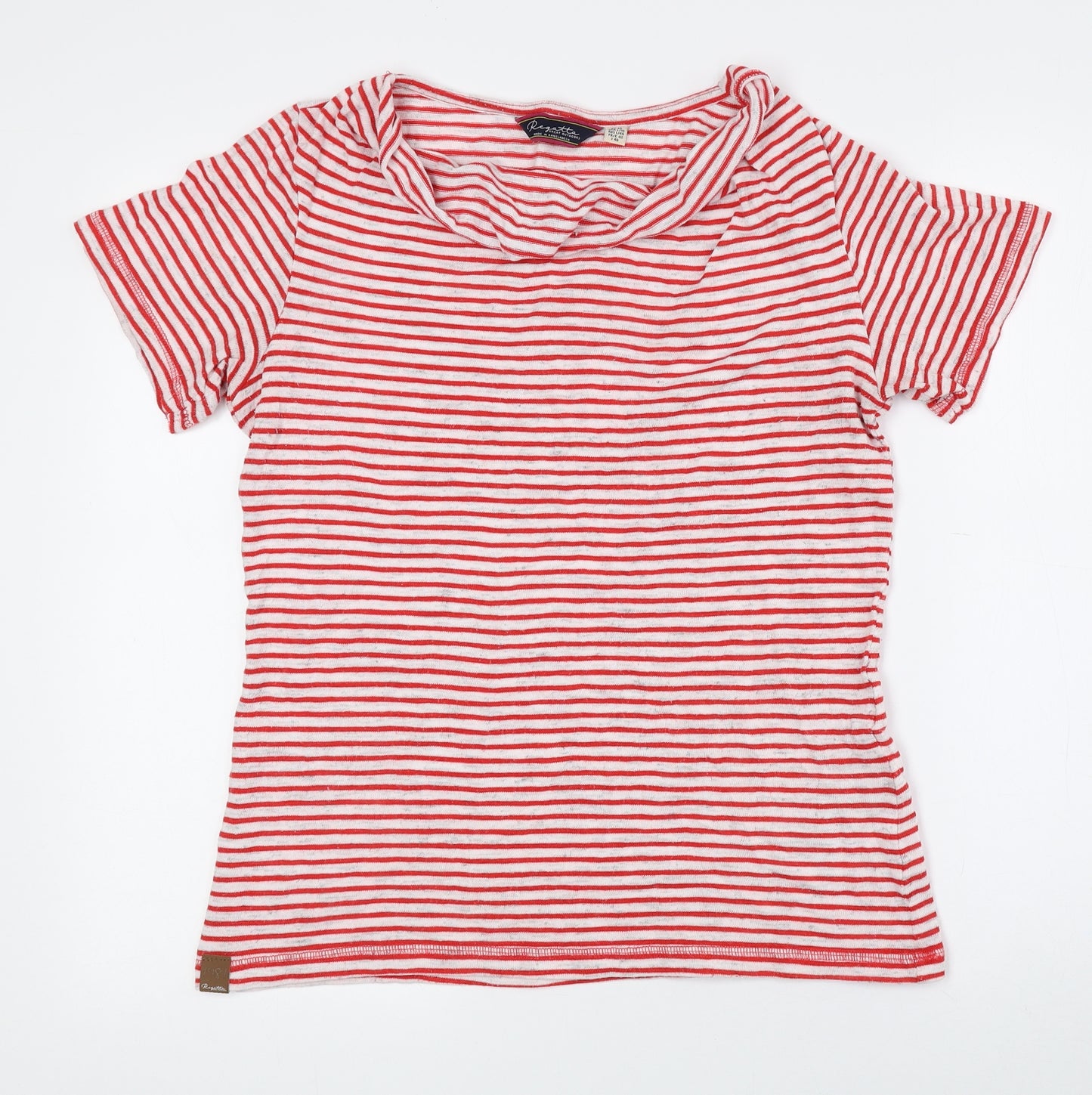 Regatta Womens Red Striped Cotton Basic T-Shirt Size 14 Cowl Neck