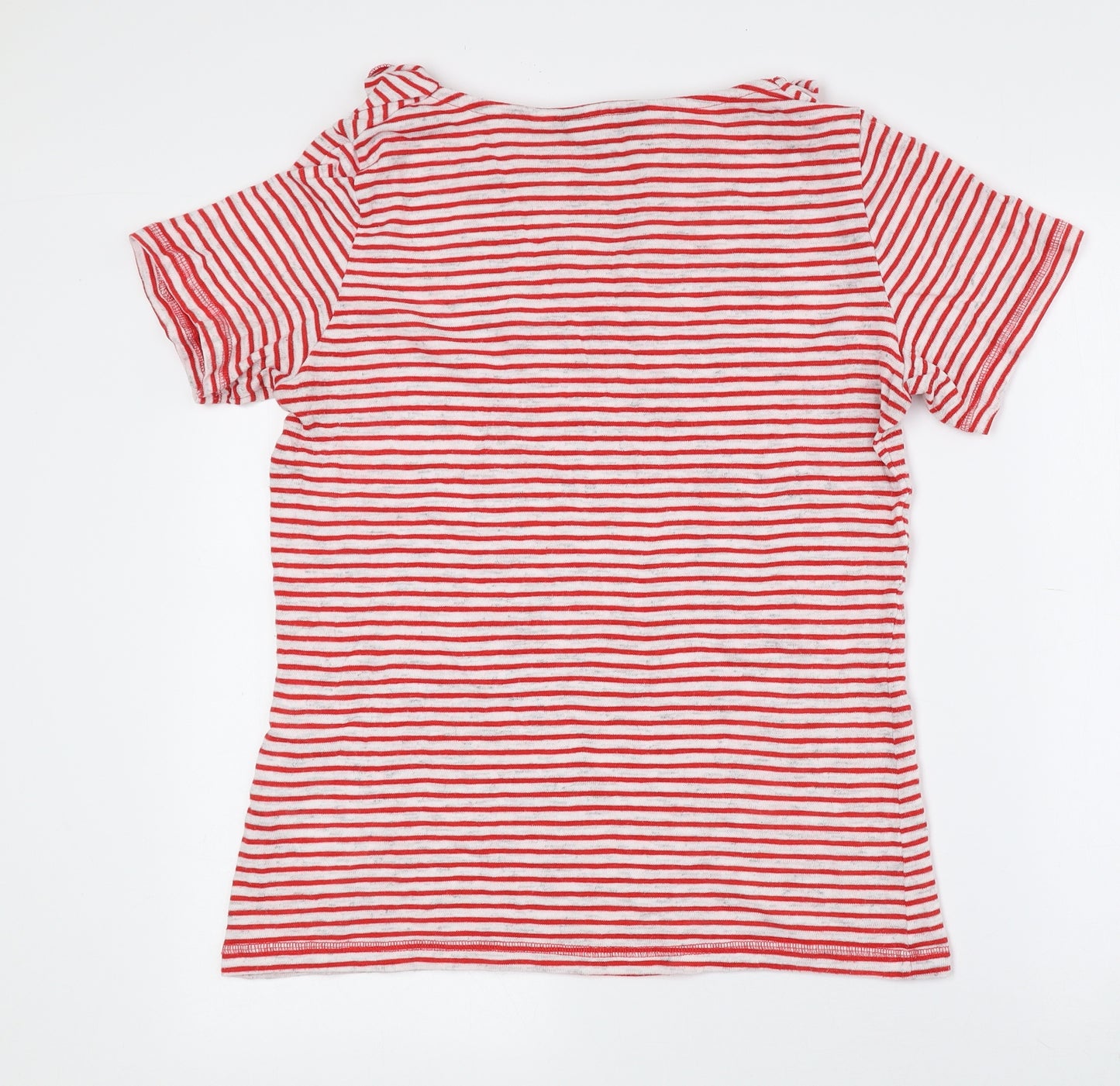 Regatta Womens Red Striped Cotton Basic T-Shirt Size 14 Cowl Neck