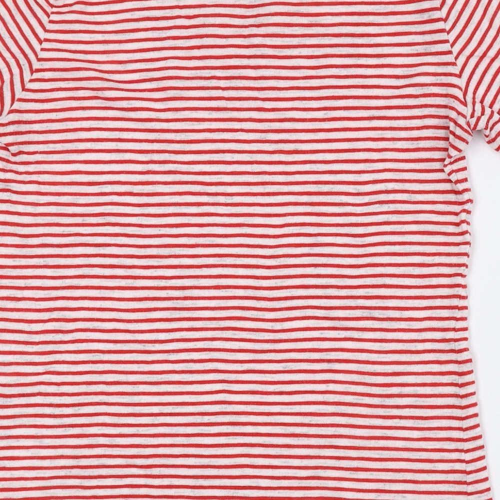 Regatta Womens Red Striped Cotton Basic T-Shirt Size 14 Cowl Neck