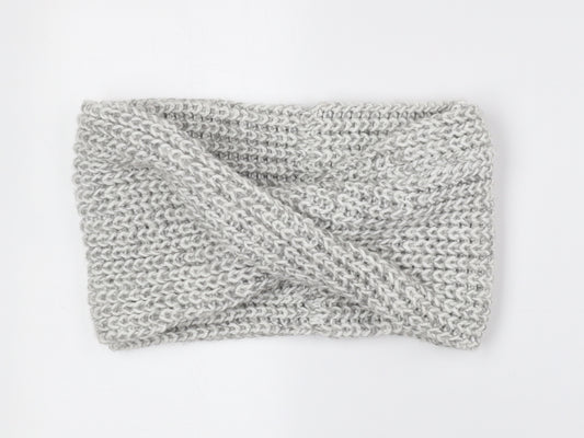 Front view of Preworn women’s grey polyester scarf - snood