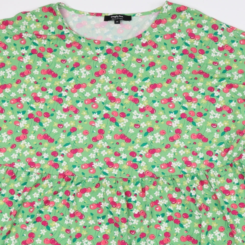 Simply Be Womens Multicoloured Geometric Polyester Fit & Flare Size 26 Crew Neck
