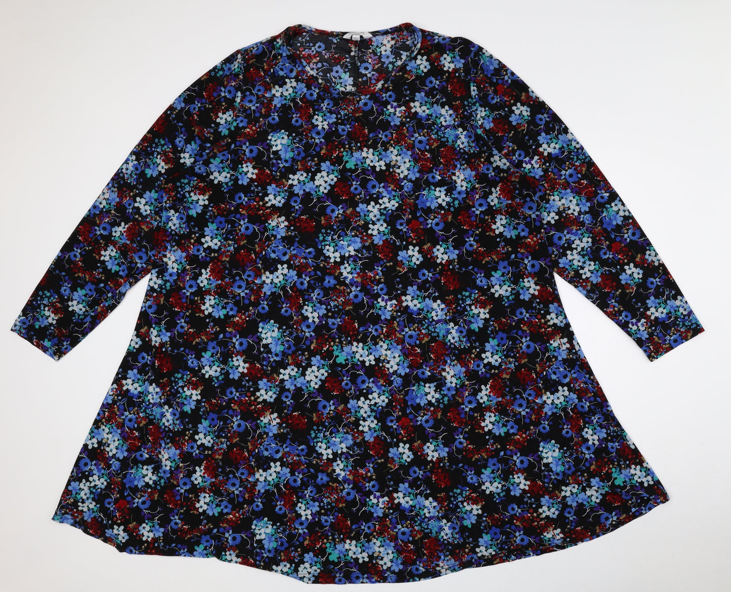 Simply Be Womens Multicoloured Floral Polyester A-Line Size 24 Crew Neck