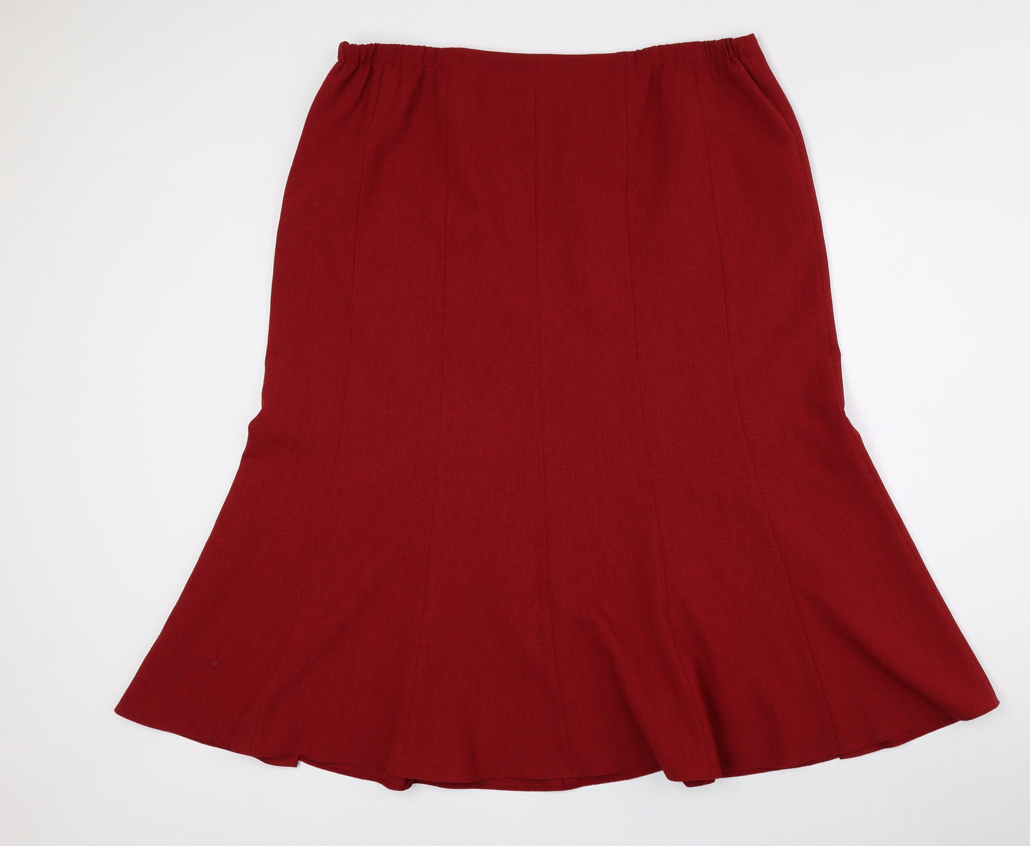 Jacques Vert Womens Red Polyester Flare Skirt Size 20 Zip - Slit sides