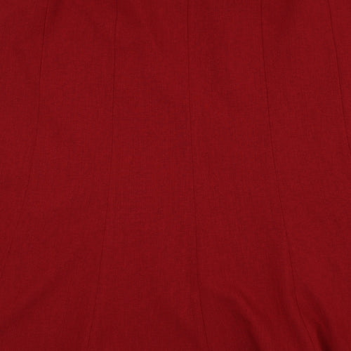 Jacques Vert Womens Red Polyester Flare Skirt Size 20 Zip - Slit sides