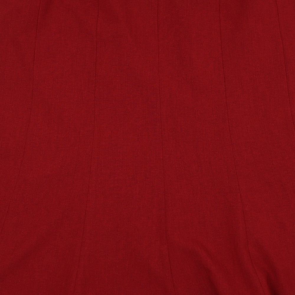 Jacques Vert Womens Red Polyester Flare Skirt Size 20 Zip - Slit sides