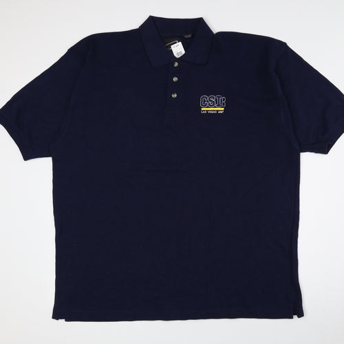 CH Classic Mens Multicoloured 100% Cotton Polo Size XL Collared Button - Logo print, 2XL