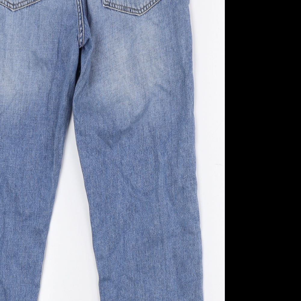 Topshop Womens Blue 100% Cotton Boyfriend Jeans Size 14 L24 in Regular Zip