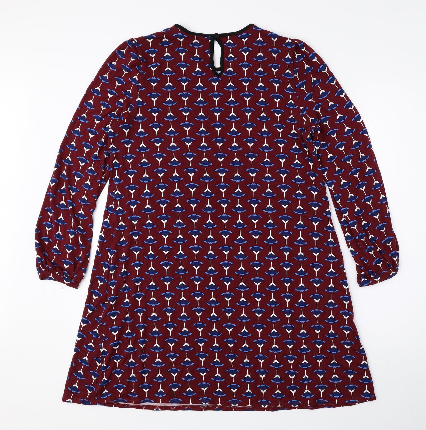 Dorothy Perkins Womens Multicoloured Geometric Viscose A-Line Size 12 Crew Neck Button