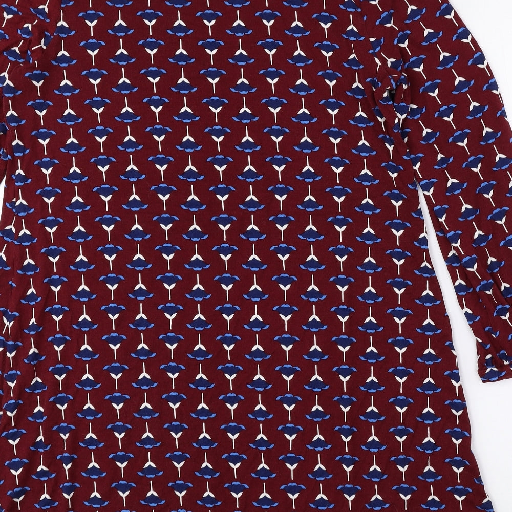 Dorothy Perkins Womens Multicoloured Geometric Viscose A-Line Size 12 Crew Neck Button