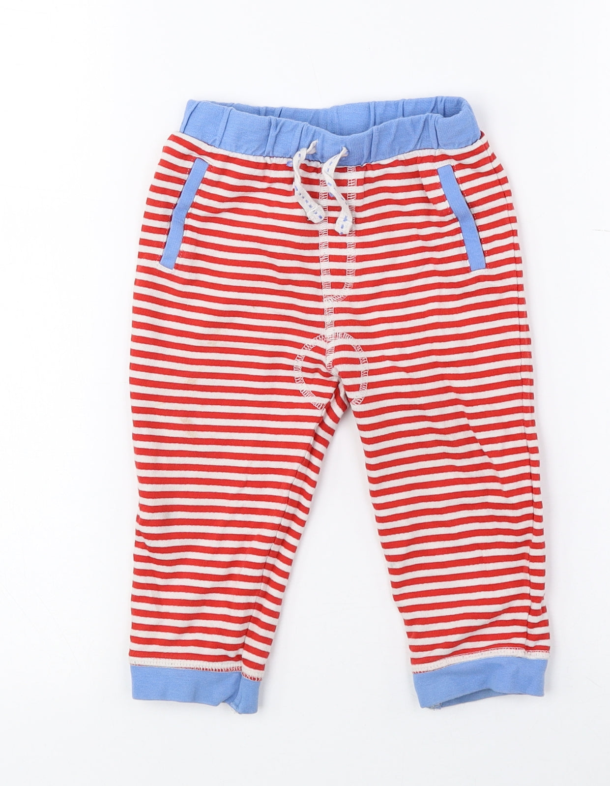 TU Boys Multicoloured Striped 100% Cotton Jogger Trousers Size 12-18 Months Drawstring