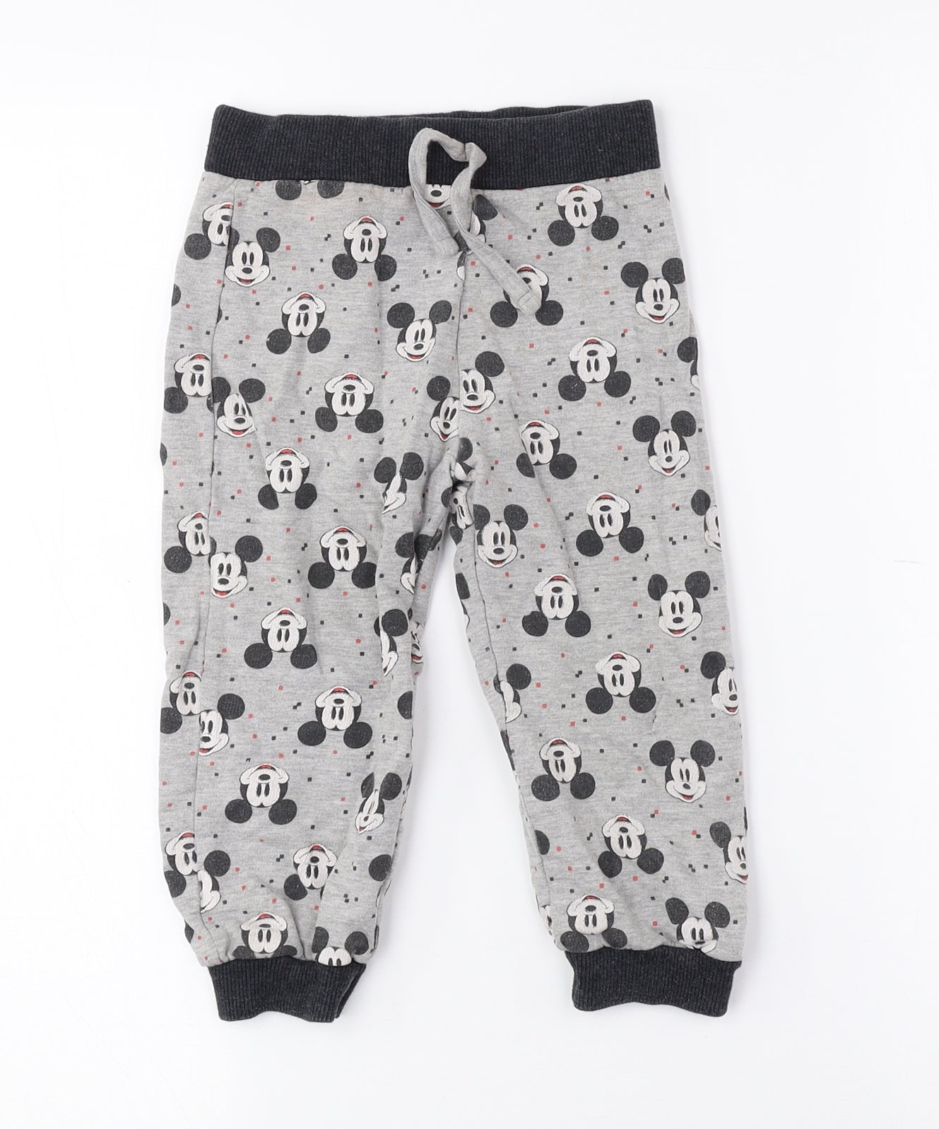 Disney Boys Multicoloured Geometric Cotton Jogger Trousers Size 18-24 Months - Mickey Mouse
