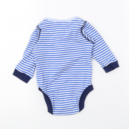 Marks and Spencer Boys Blue Striped 100% Cotton Babygrow One-Piece Size 3-6 Months Snap