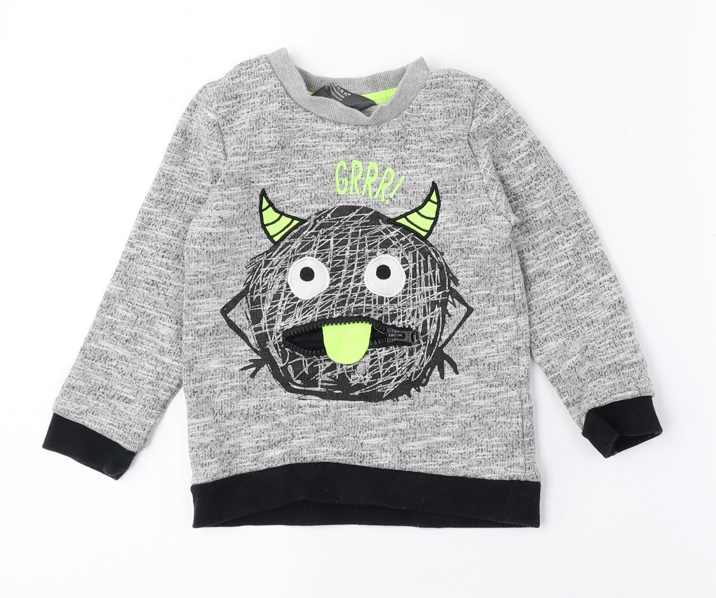 Primark Boys Multicoloured Cotton Pullover Jumper Size 24 Months - 24/26 Months, Monster