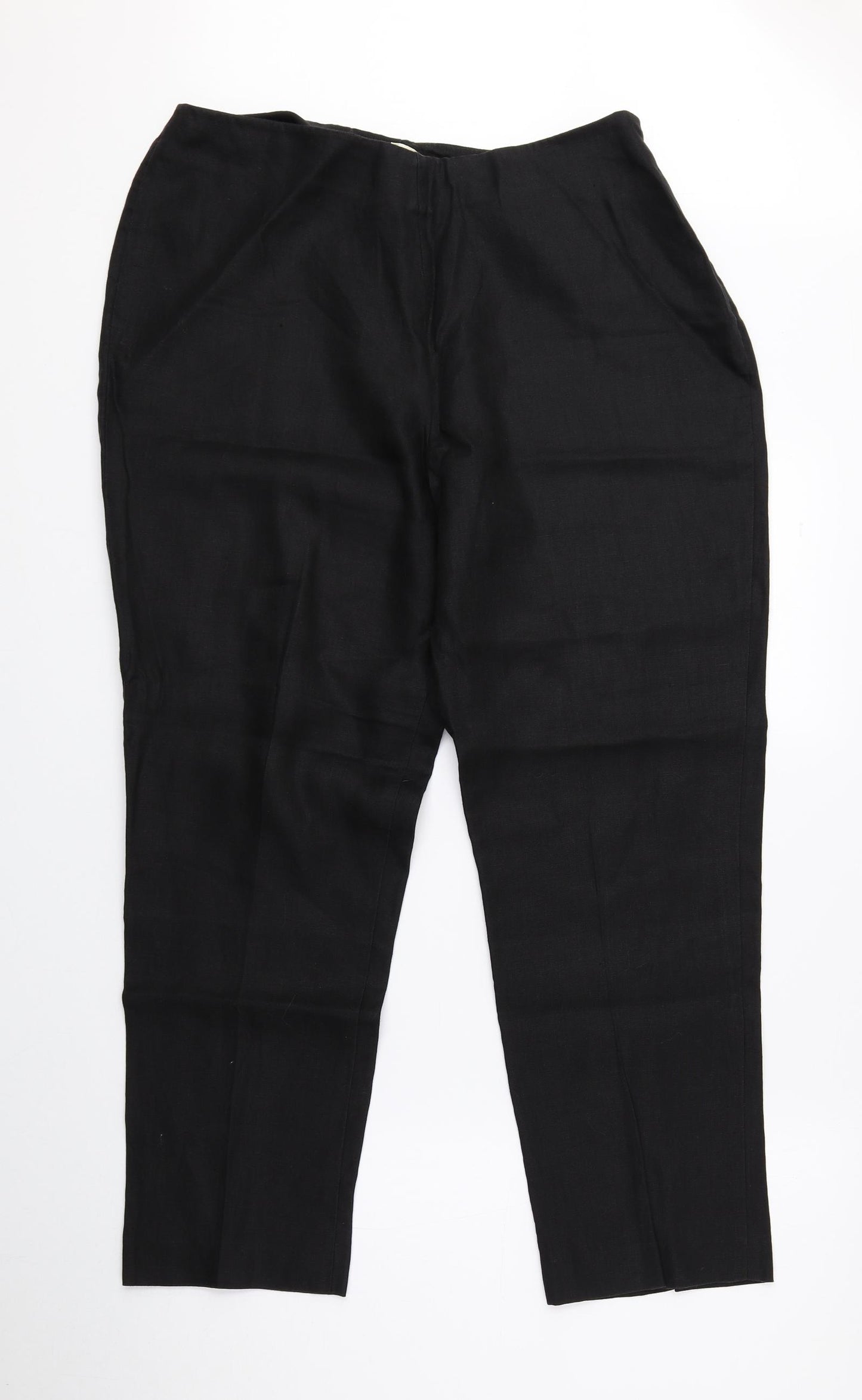 Precis Womens Black Linen Trousers Size 18 L26 in Regular Zip