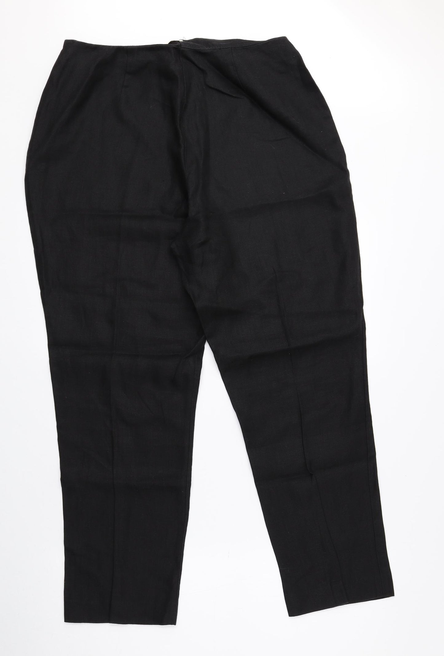 Precis Womens Black Linen Trousers Size 18 L26 in Regular Zip