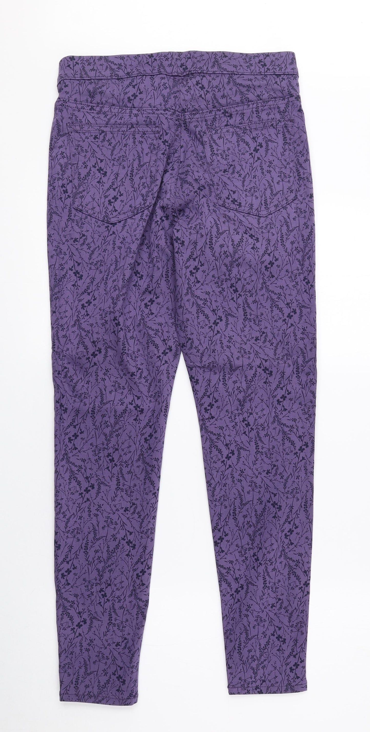 Marks and Spencer Womens Purple Floral Cotton Jegging Leggings Size 10 L26 in
