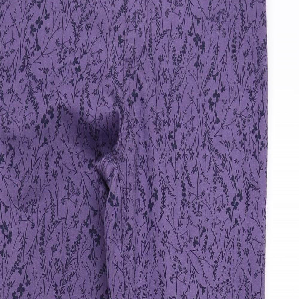 Marks and Spencer Womens Purple Floral Cotton Jegging Leggings Size 10 L26 in