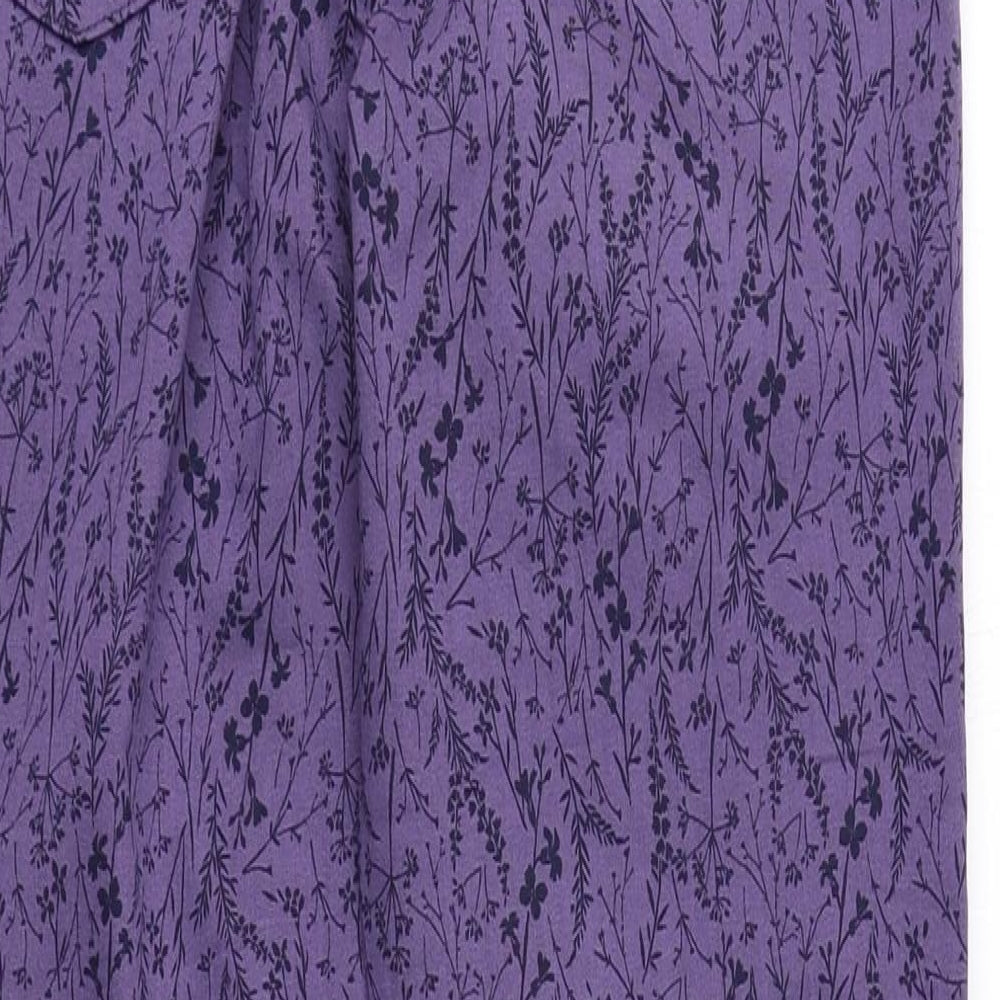 Marks and Spencer Womens Purple Floral Cotton Jegging Leggings Size 10 L26 in